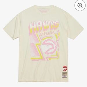 🟤NWT MITCHELL & NESS Men's Cream Atlanta Hawks Hardwood Classics T-Shirt LARGE